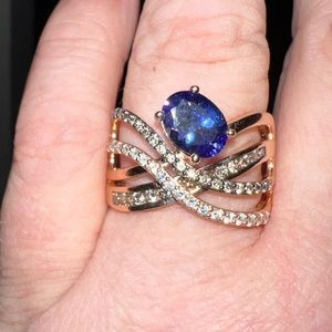 Le Vain Nude & Chocolate diamond and Blueberry tanzanite ring.